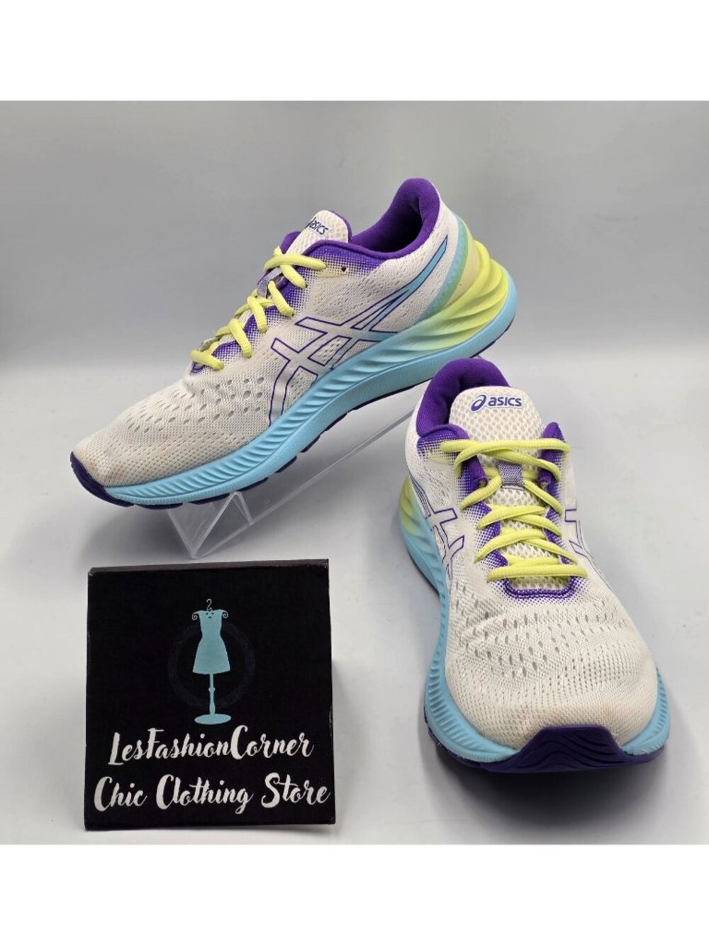 Asics Women's White Purple Blue Gel Excite 8 Sneakers Running Shoes Sz 9.5 3900